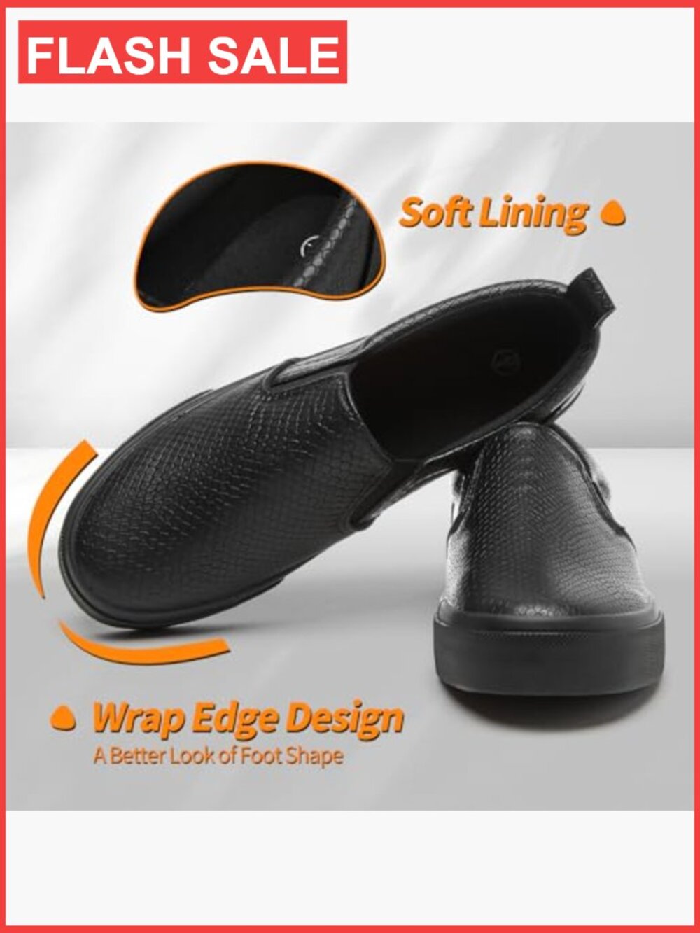 Synthetic Leather Slip On Loafers - Padded Collar Sneakers - Picture 4 of 7